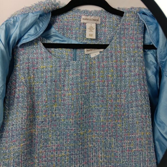 DRAPER'S & DAMON'S Women's Light Blue Tweed Dress Jacket Size 14 - Picture 5 of 10